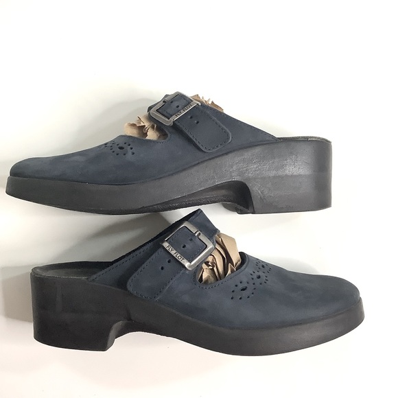 Fly Flot Blue Anatomic Italian Anti-Shock Mary Jane Mules Women 7.5-8/ EUR 38 - Picture 3 of 10